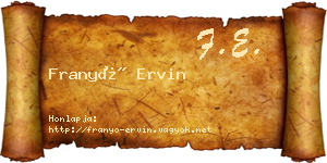Franyó Ervin névjegykártya