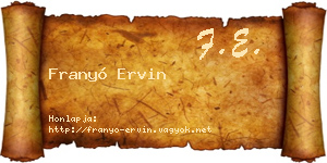 Franyó Ervin névjegykártya