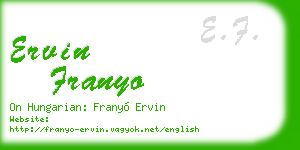 ervin franyo business card